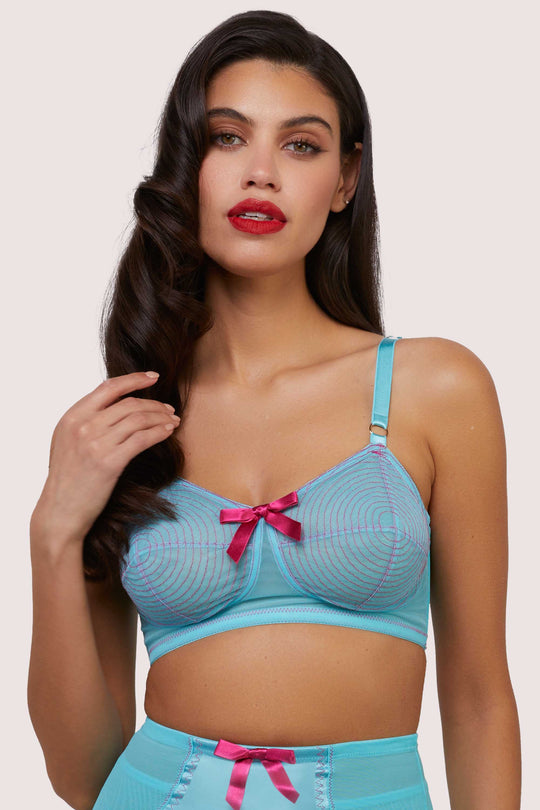 Cleo Contrast Stitch Mesh Spiral Retro Bra