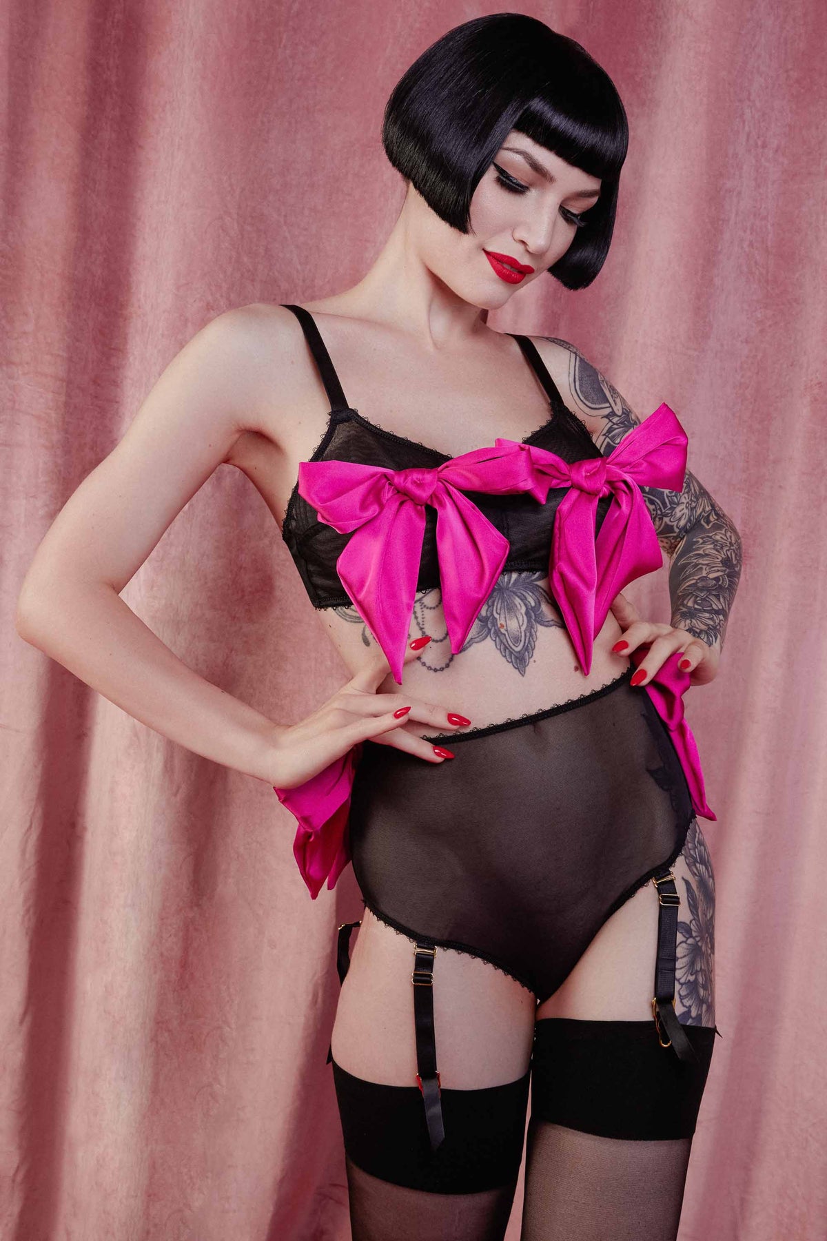 Cerise Pink French Knickers in Satin, Bettie Page