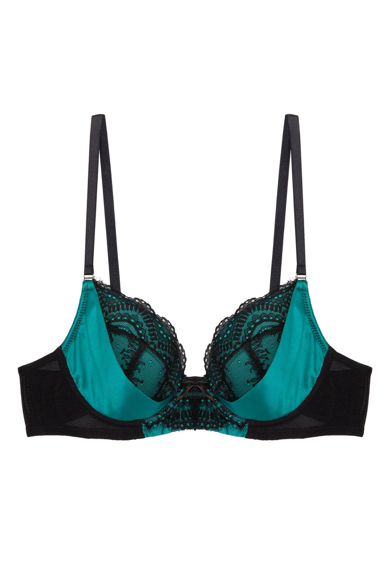 Melda Teal Satin And Lace Bra – Playful Promises