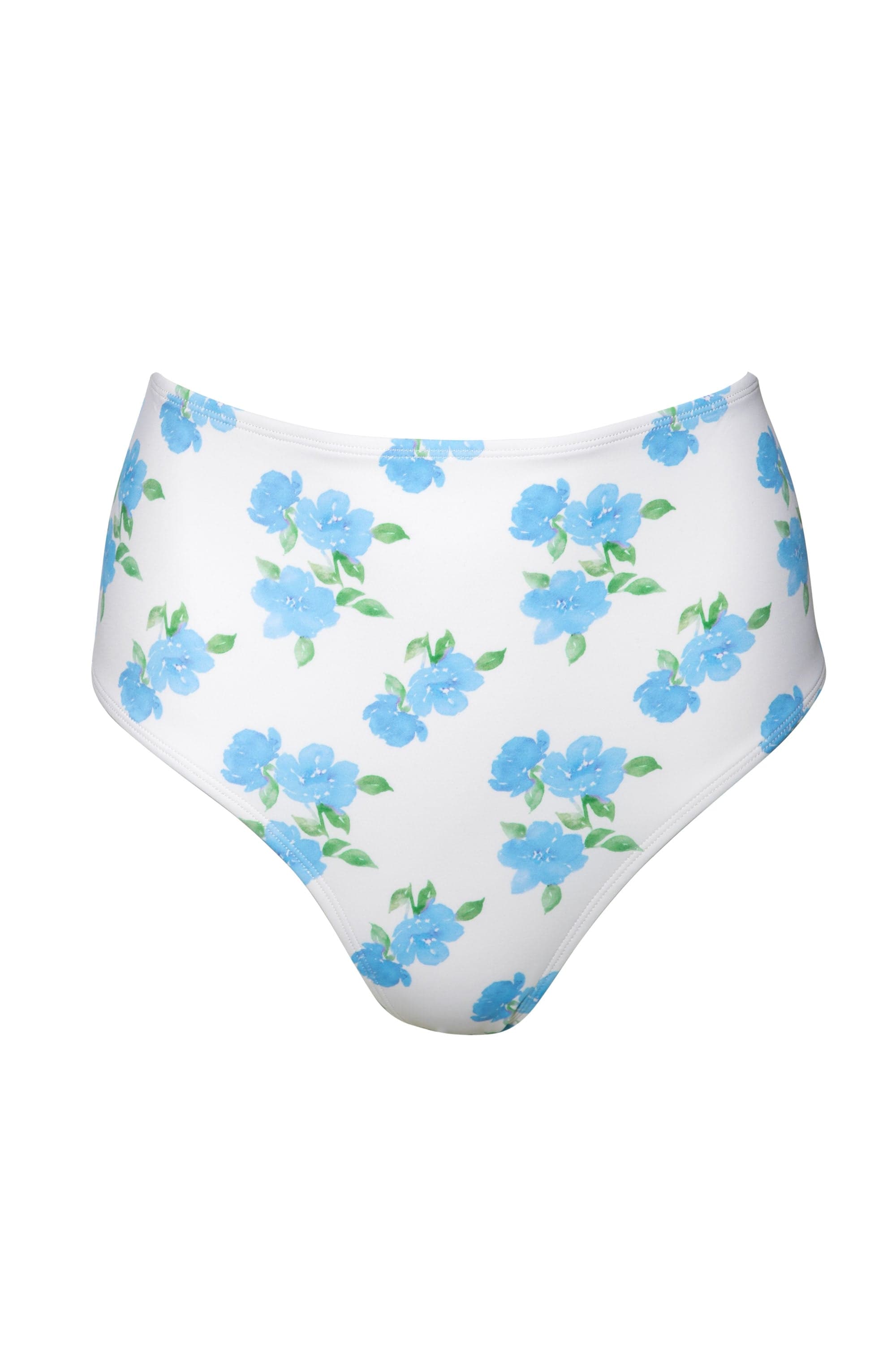 Romantic blue floral high waist bikini bottoms