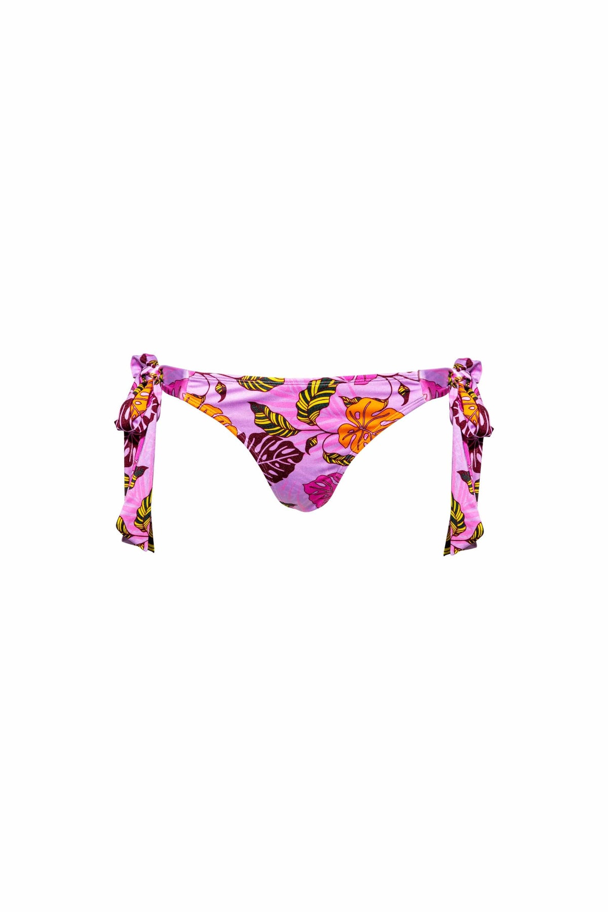 Fun pink palm tree print tie side bikini bottoms