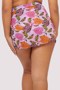 Riley Mix & Match Pink Palm Print Tie Side Sarong