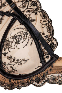 Cassia Black Embroidery Plunge Bra