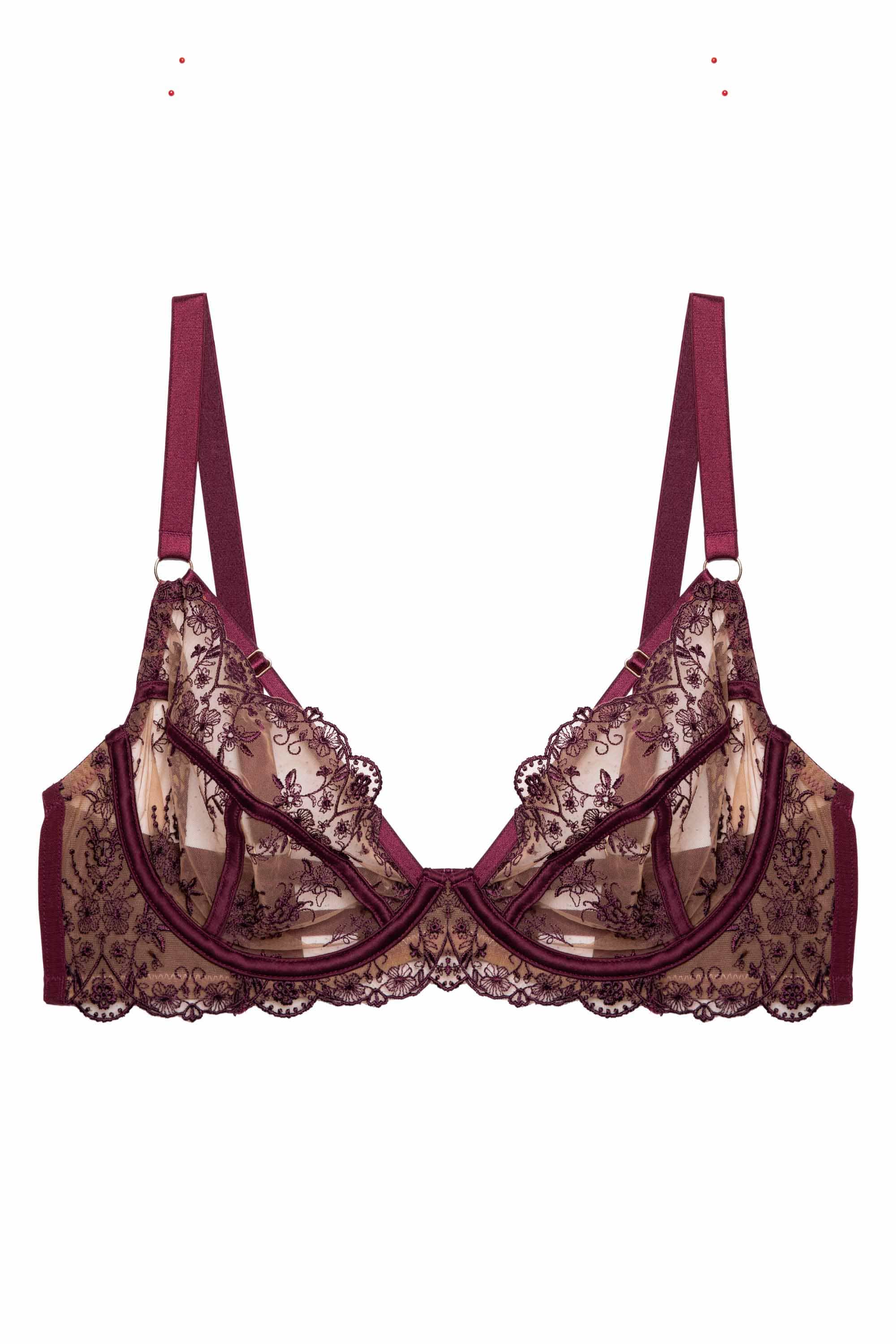 Cassia Wine Custom Embroidery Bra