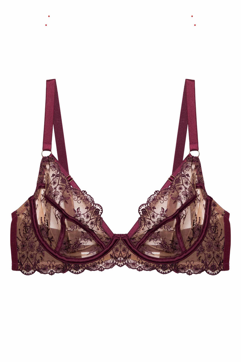 Cassia Wine Custom Embroidery Bra