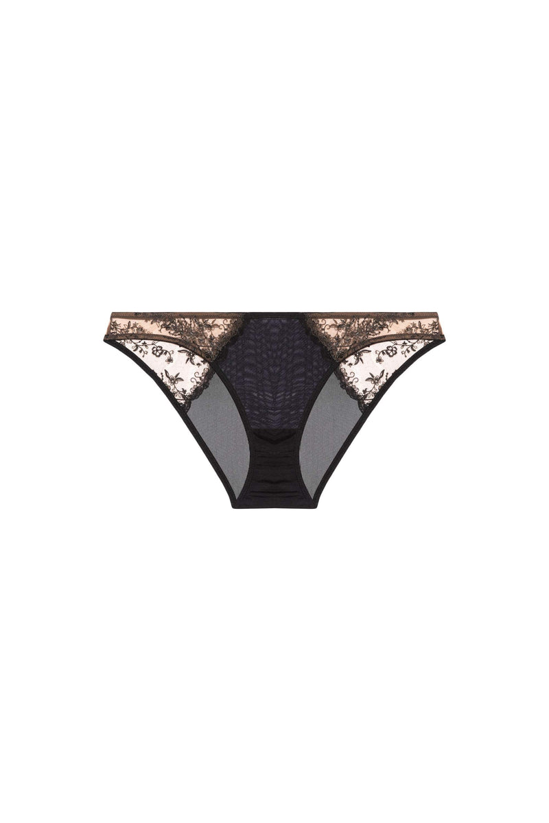 Cassia Black Custom Embroidery Brief