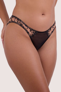 Cassia Black Custom Embroidery Cut Out Brief