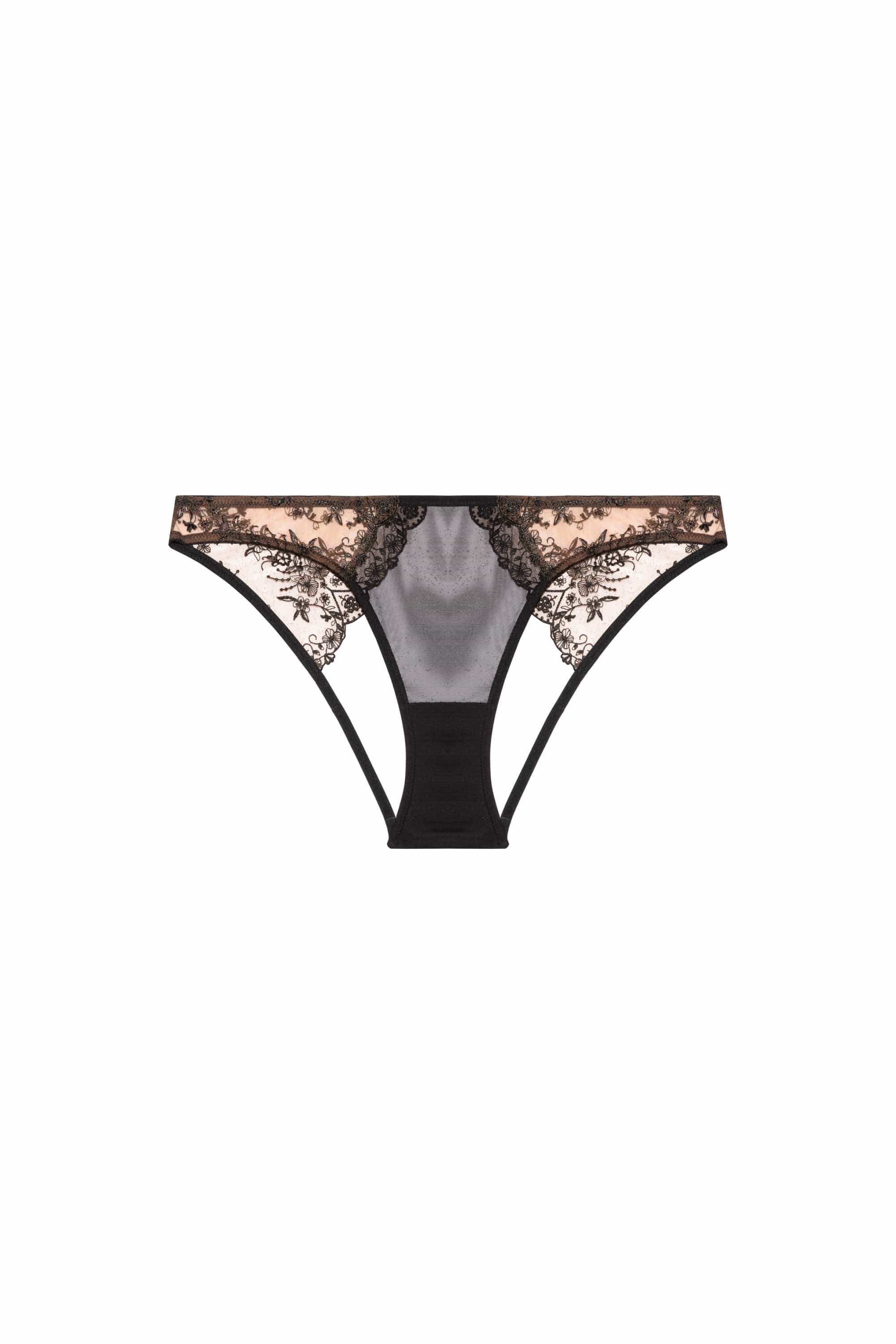 Cassia Black Custom Embroidery Cut Out Brief