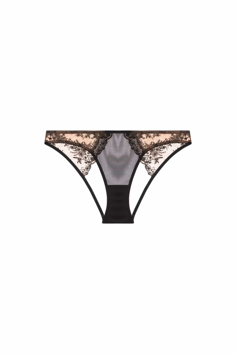 Cassia Black Custom Embroidery Cut Out Brief