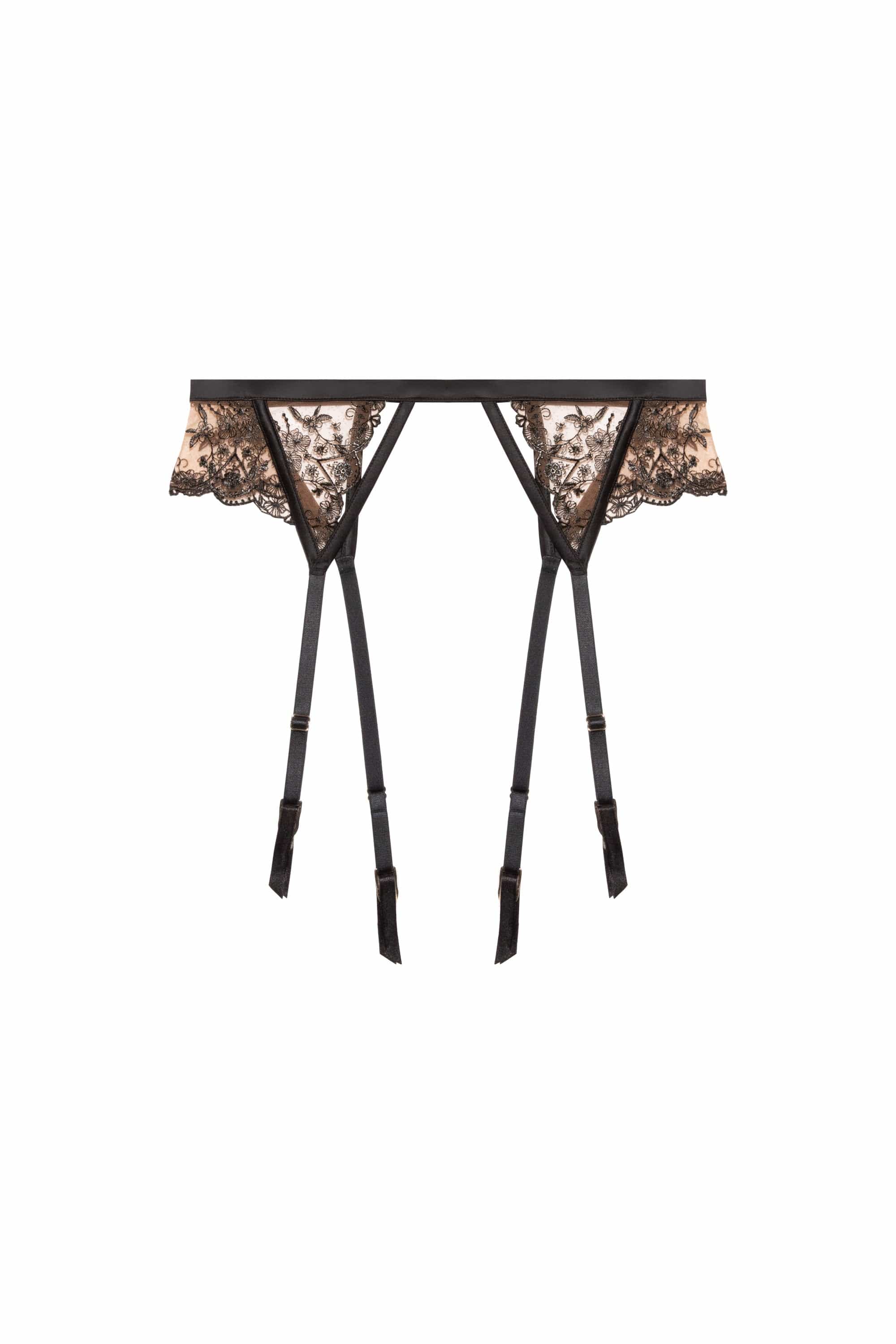 Cassia Black Custom Embroidery Suspender