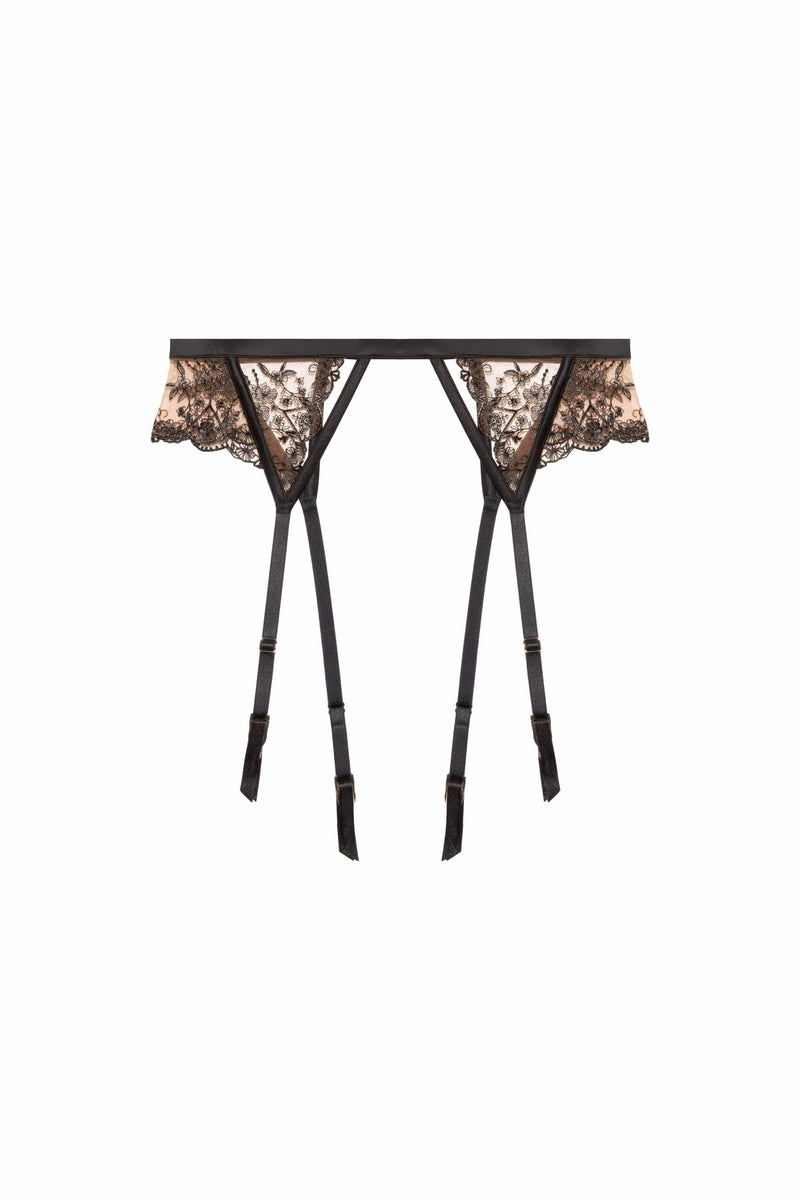 Cassia Black Custom Embroidery Suspender