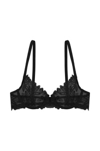 Eva Black Graphic Embroidery Balconette Bra