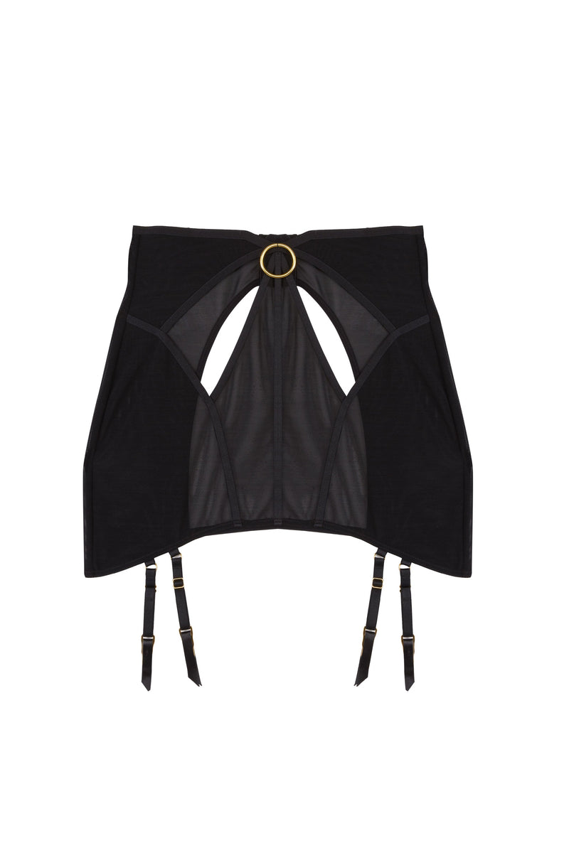 Emilia Black Mesh Cut Out Double Ring Girdle