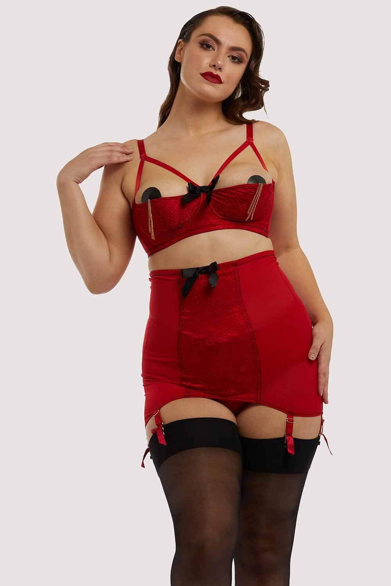 Elsie Lace Girdle Red