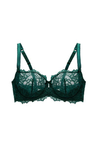 Cora Green Lace Underwire Balconette Bra