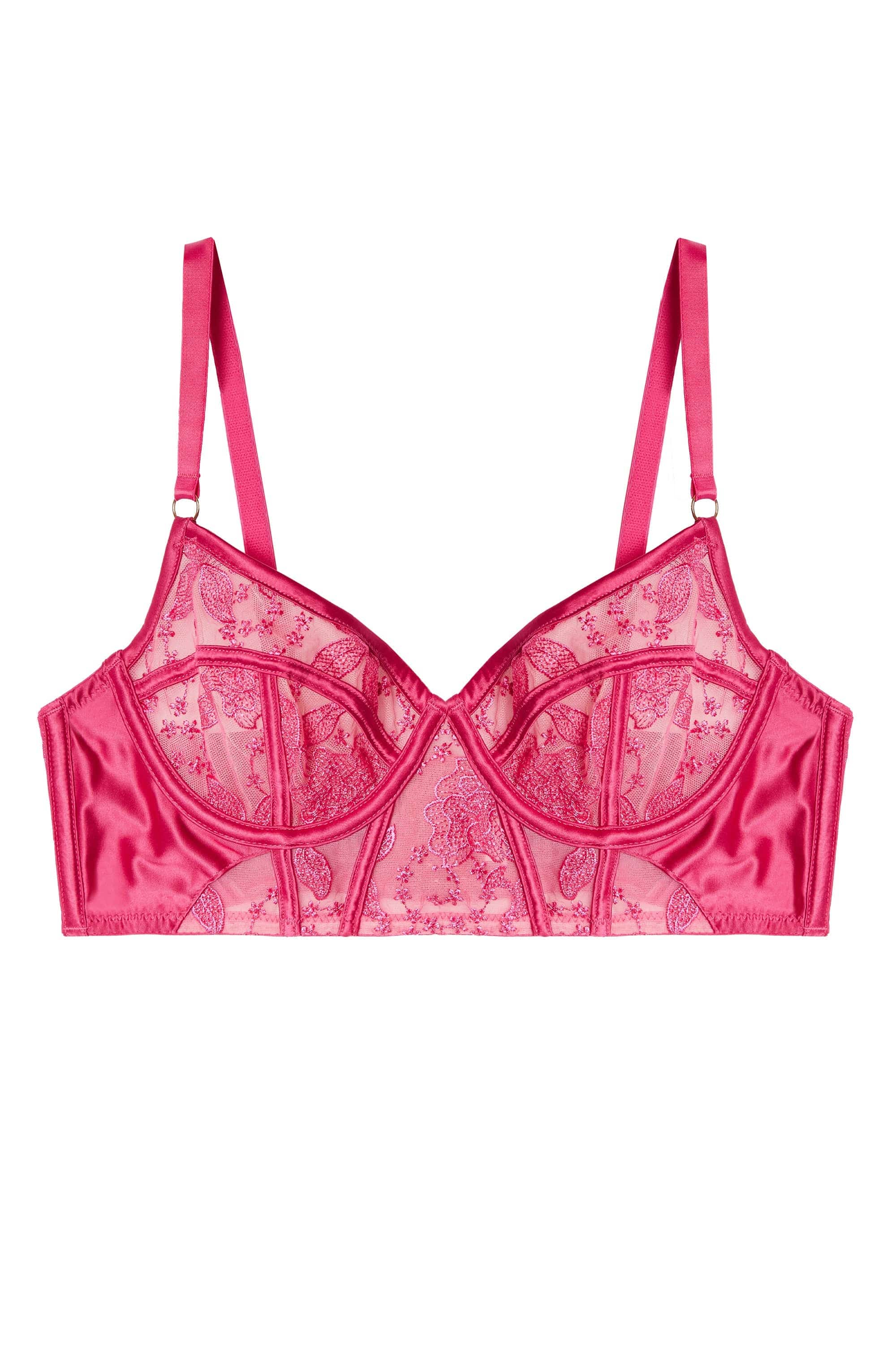 Lyra Pink Longline Embroidery Bra – Playful Promises
