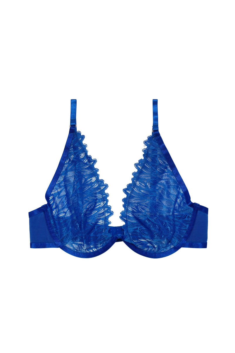 Margot Cobalt High Apex With Wire Lace Bra Playful Promises 