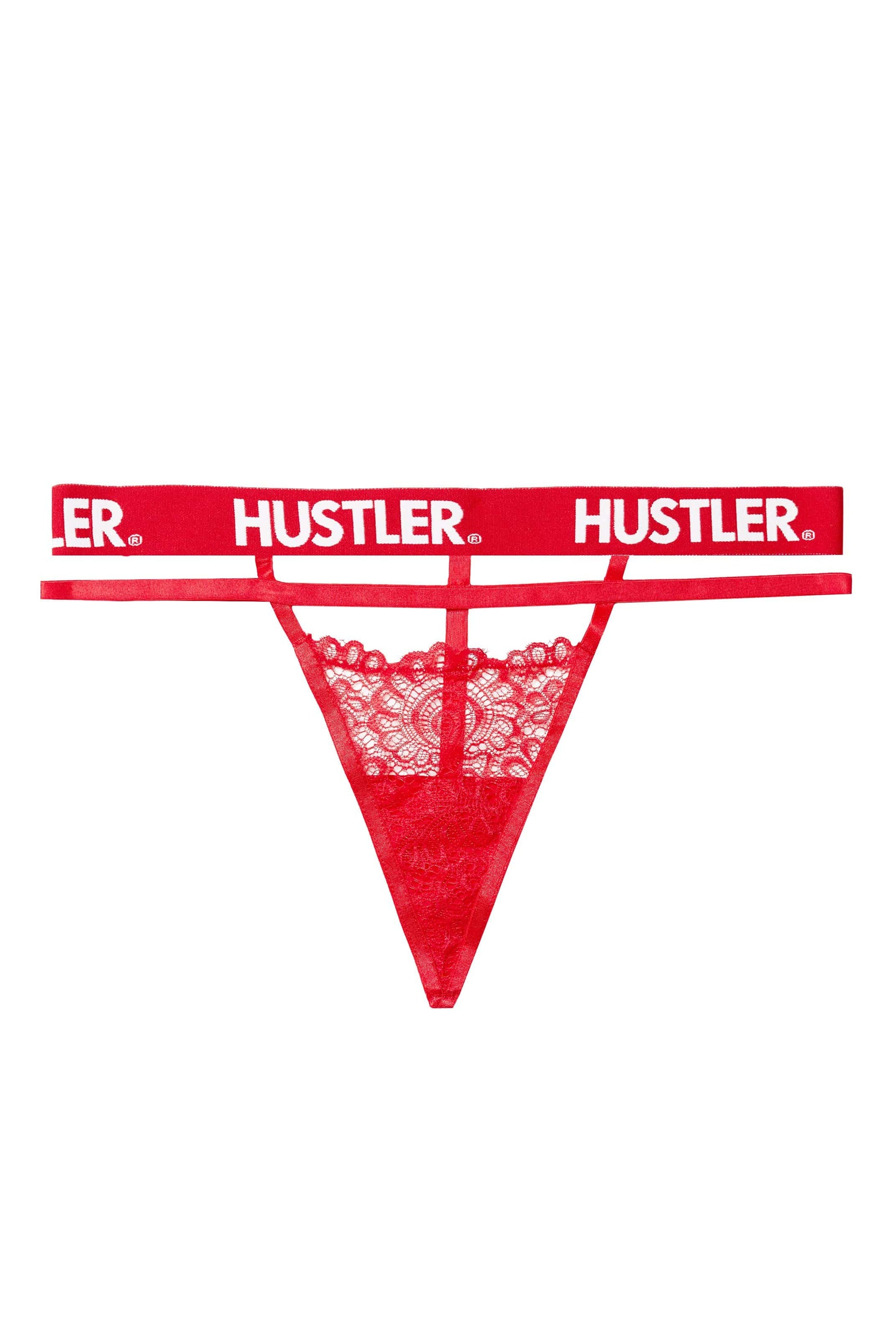 Branded Red Lace Curve Thong – Playful Promises