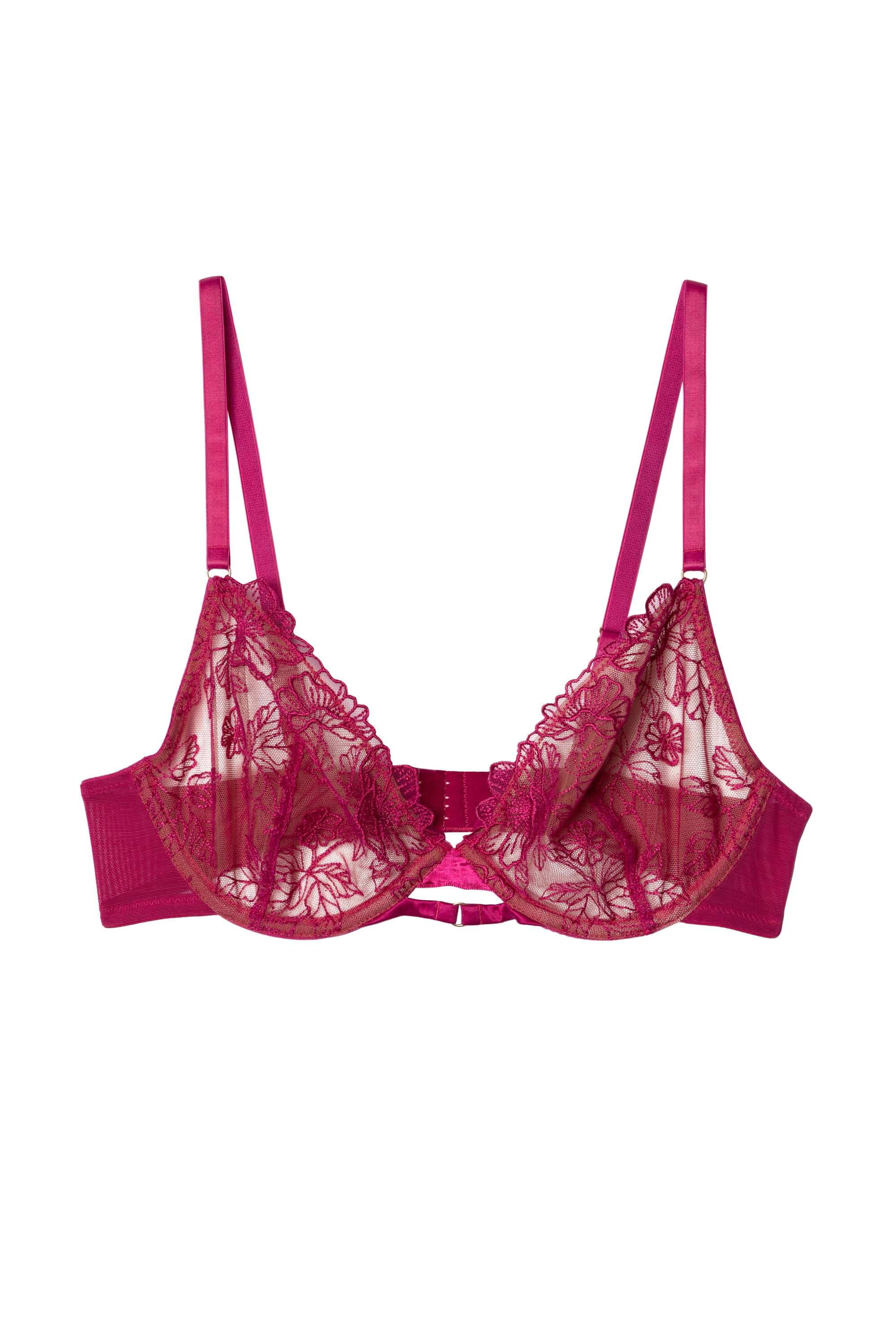 Marlowe Pink Floral Embroidered Plunge Bra – Playful Promises USA