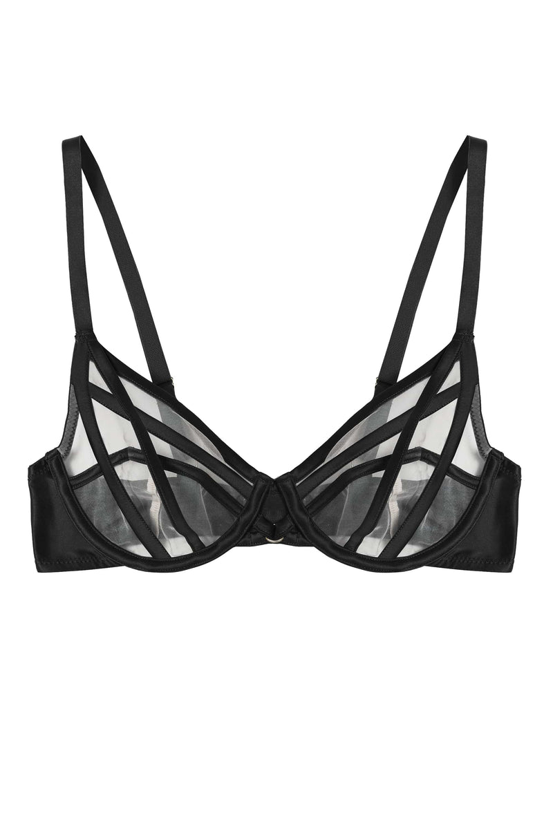 Foto de Detailed shot of a black bra with nipple cutouts and a