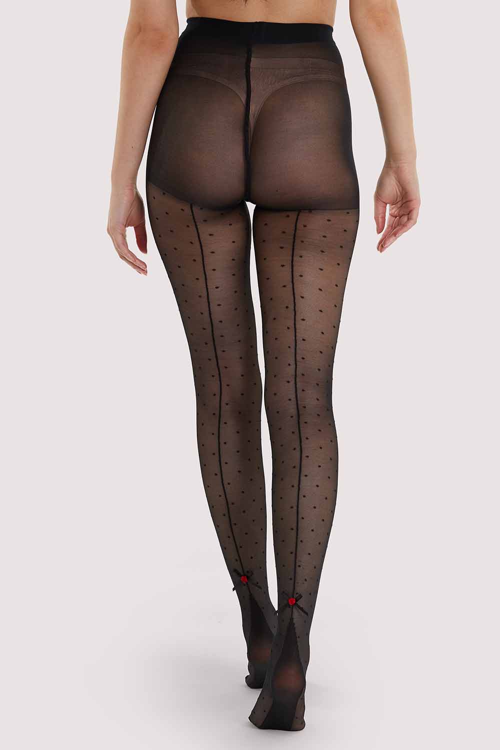 Women's Black Double Knitted Fence Net Pantyhose