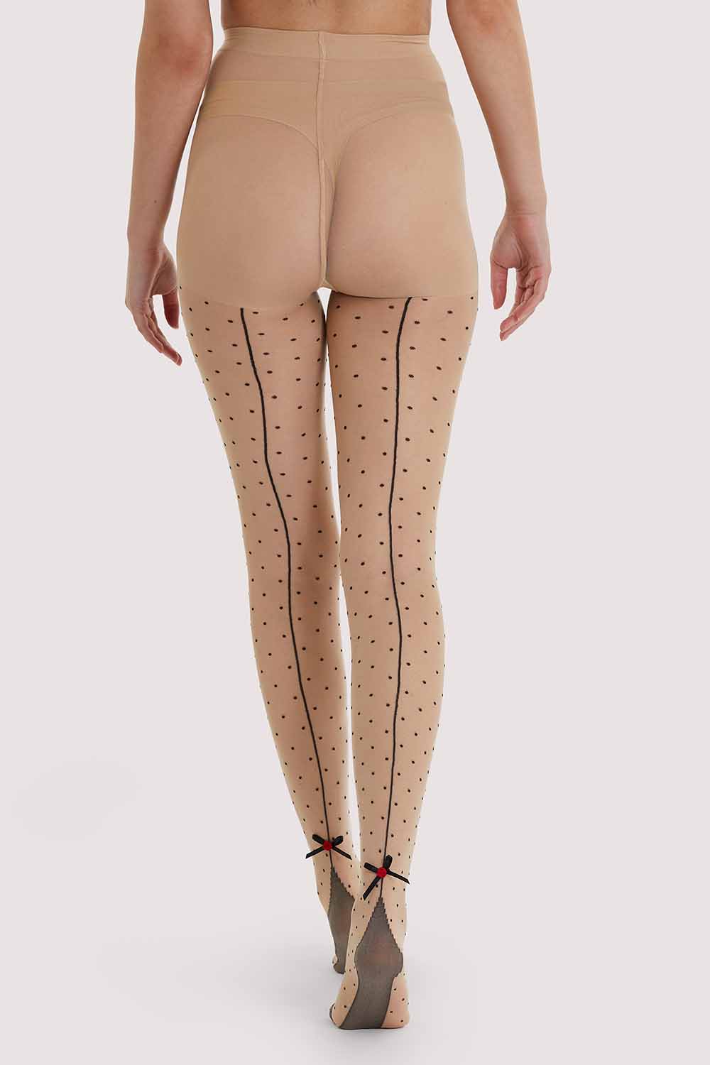Nude With Back Seam - Beige Opaque Seamed Designer Pantyhose (Tights)