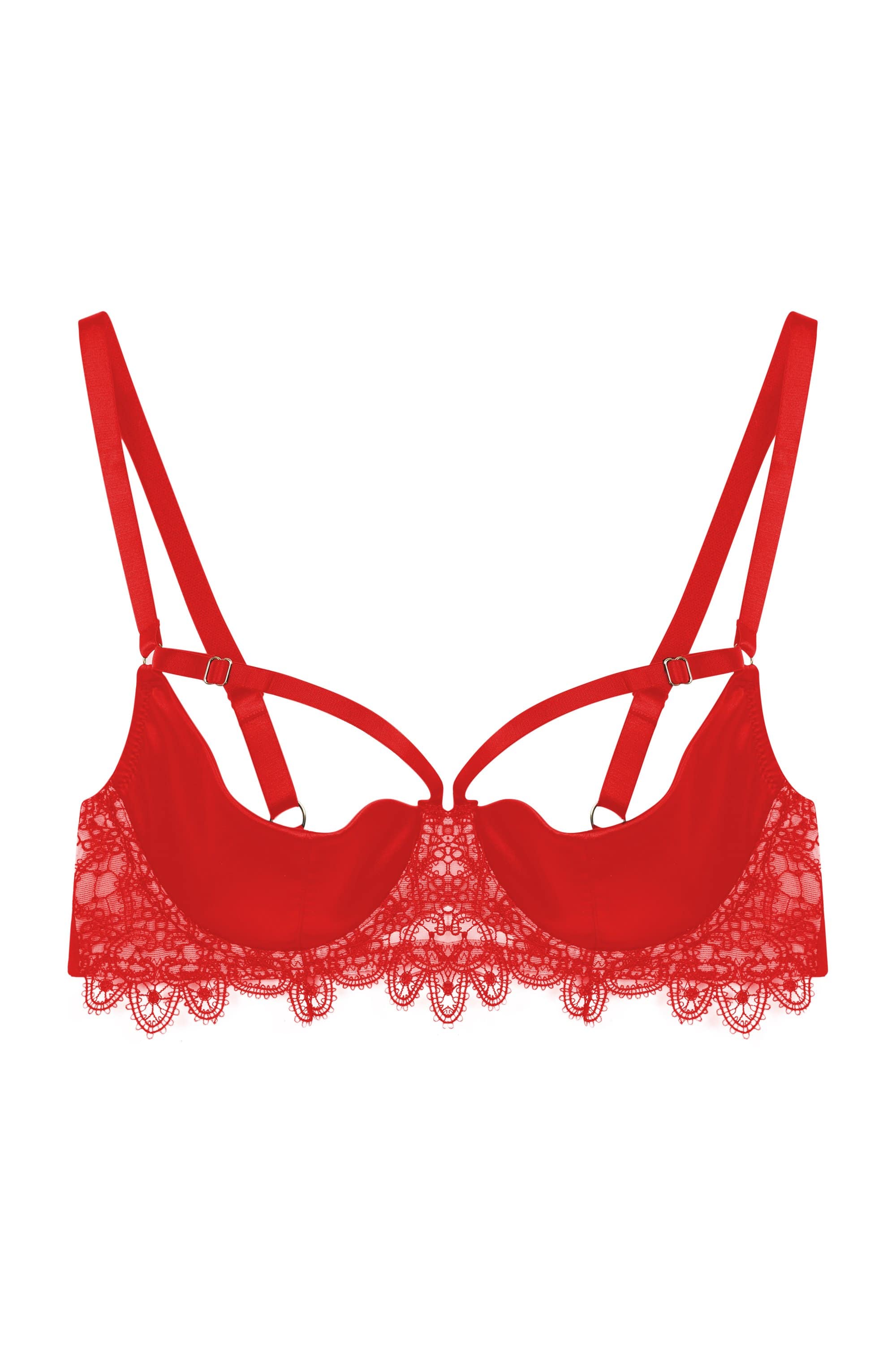 Buy Mati Red Overlap Bralette and Shorts (Set of 2) online