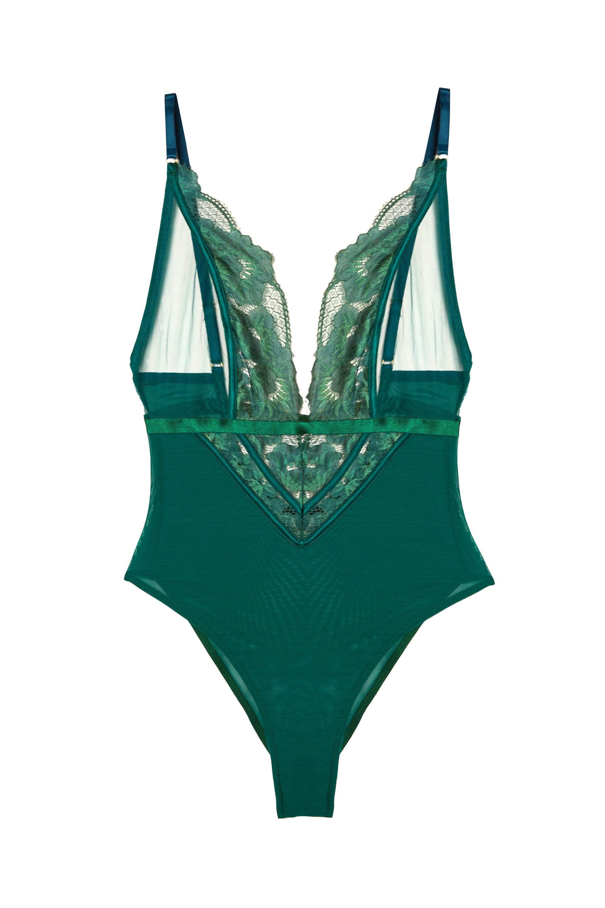 Gaia Forest Green Lace And Mesh Body – Playful Promises
