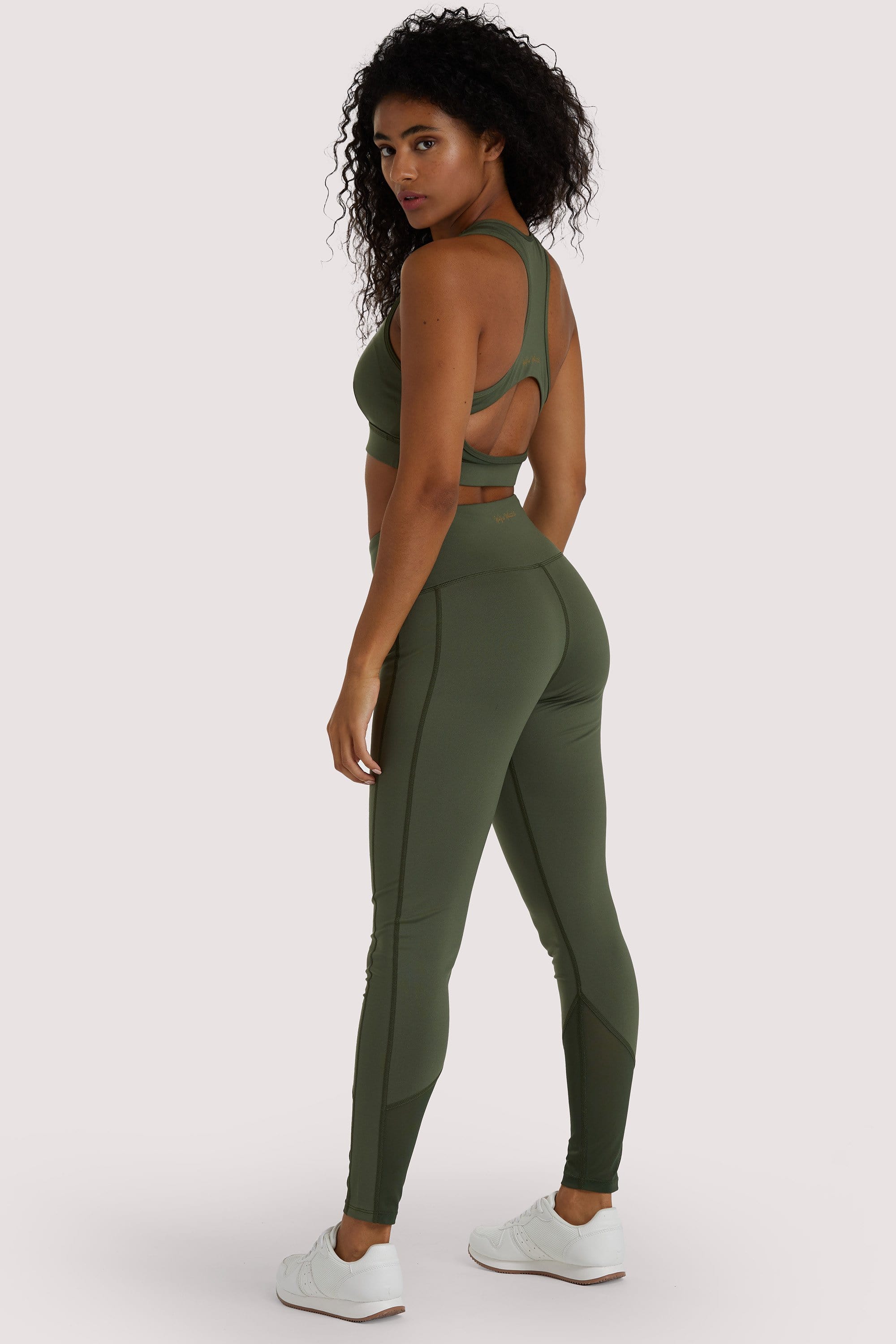 Eco Dusty Olive Mesh Panel Leggings