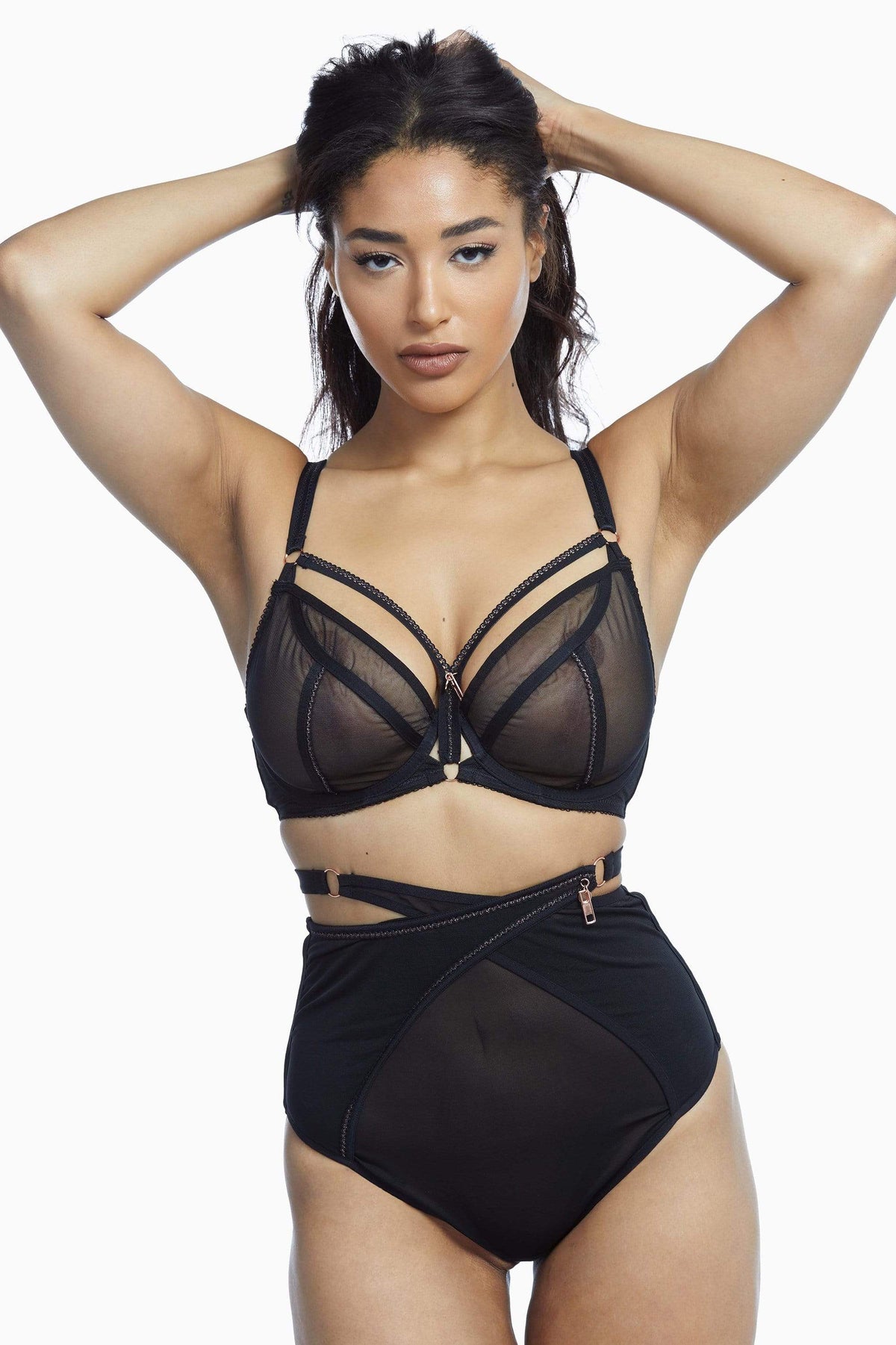 Scantilly Exposed High Waist Thong - Black - Curvy