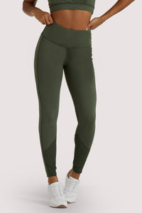 Eco Dusty Olive Mesh Panel Leggings