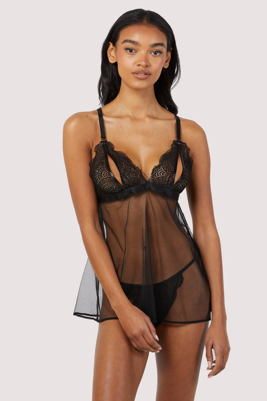 Shay Black Lace Triangle Peep Babydoll