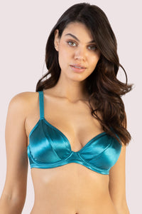 Blue Shine Wired Plunge Bikini Top Fuller Bust Exclusive